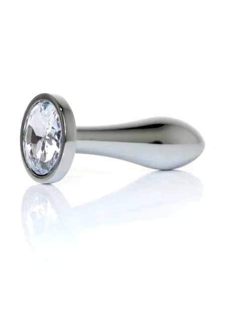 Анальная пробка Jewellery Silver Plug Clear S, 7.7 см (прозрачный)