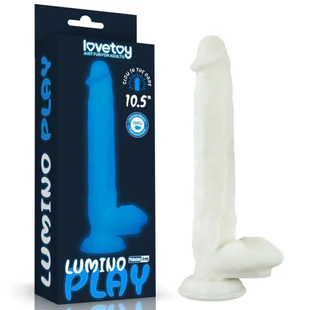Неоновый фаллоимитатор LoveToy Lumino Play, 26,9 см (голубой)