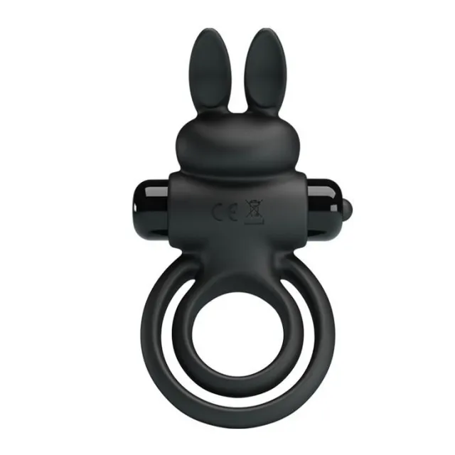 Віброкільце Pretty Love Vibro Penis Ring Bunny III, 9,7 см (чорний)