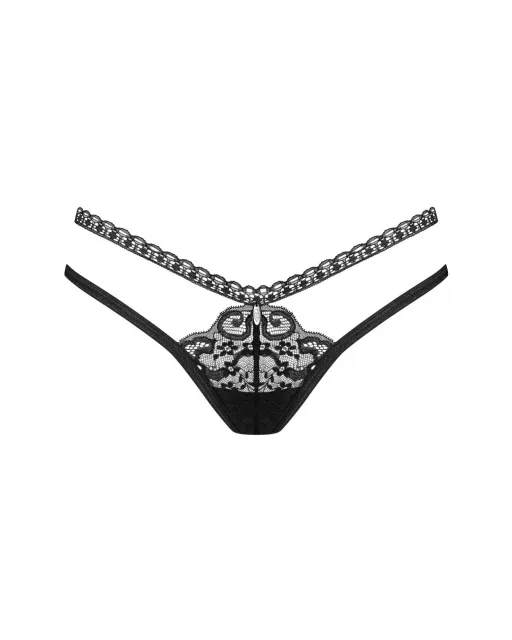 Трусики-стринги Obsessive Blomentis, M/L (черный)