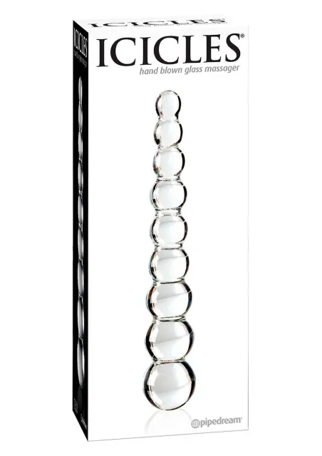 Стеклянное дилдо шариковое Icicles No.2, 21,5 см (прозрачный)