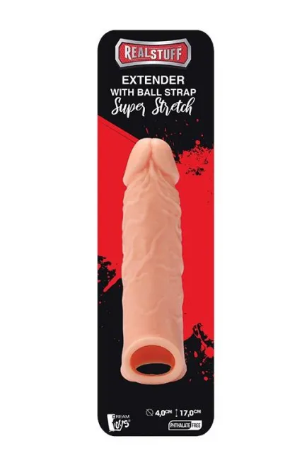Dream Toys RealStuff Extender with Ball Strap - Nakładka na penisa, W kolorze cielistym, 17 cm