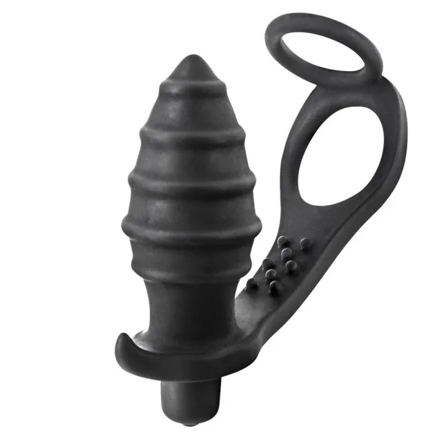 Стимулятор простаты BlueJunker Cockring Anal Plug, 16 см (черный)