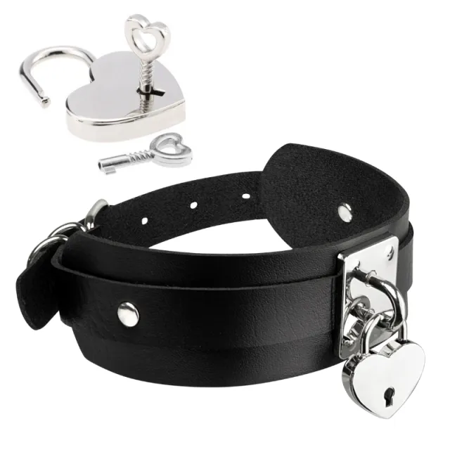 БДСМ нашийник Kinky Diva Collar Me! Heart-Lock-Key Collar (чорний)