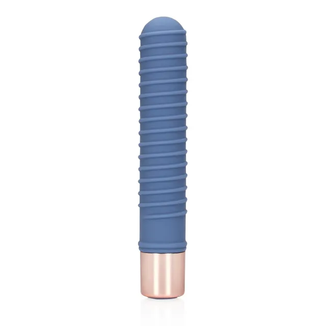 Вібратор Loveline Ribbed Mini, 14.1 см (синій)