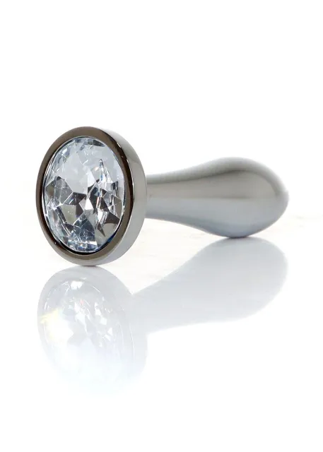Анальная пробка Jewellery Silver Plug Clear S, 7.7 см (прозрачный)