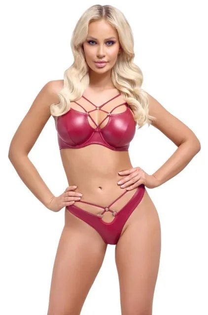 Комплект белья Cottelli Lingerie Bra Set Wetlook, 80B/M (красный)