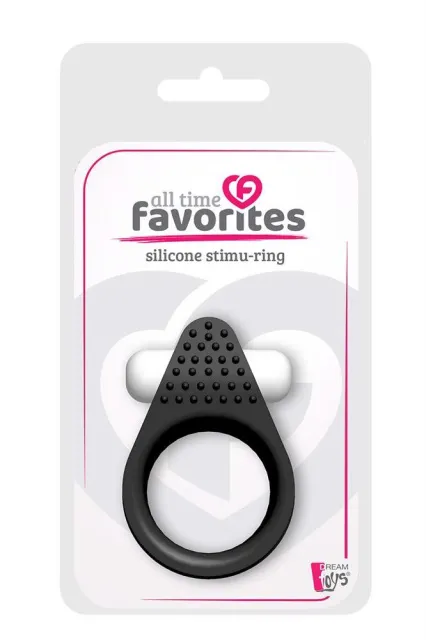 Dream Toys All Time Favorites Silicone Stimu-Ring - Pierścień wibracyjny, Czarny, 4.2 cm