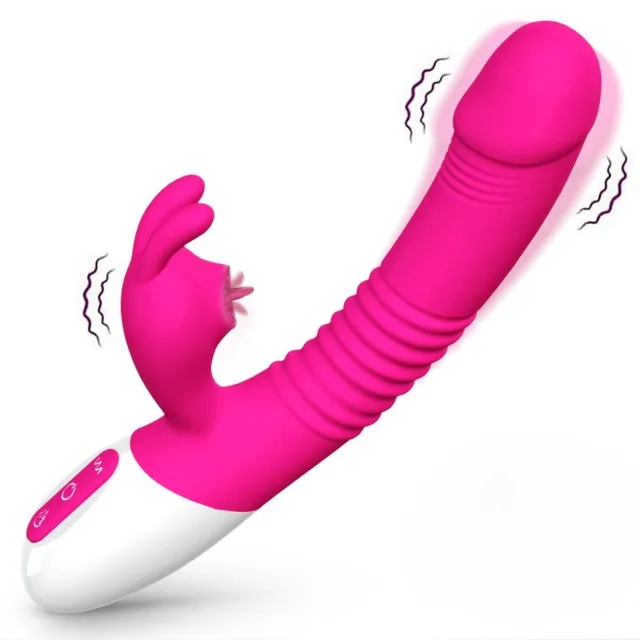 B - Series Fox Silicone Vibrator USB 7 Powerful Licking and Thrusting Modes - Wibrator-królik B -, Różowy, 23.1 cm
