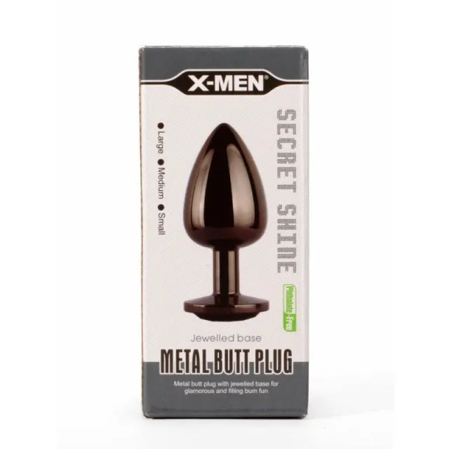 Анальная пробка X-Men Secret Shine Black Jewell, 7,1 см (черный)