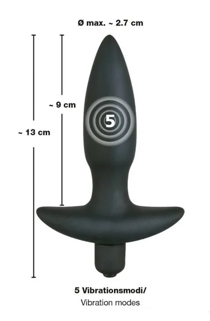 Анальна пробка з вібрацією Black Velvet S, 13 см (чорний)