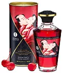 Shunga Aphrodisiac Warming Oil Blazing Cherry - Rozgrzewający olejek do masażu, Przezroczysty, Wiśnia, 100 ml