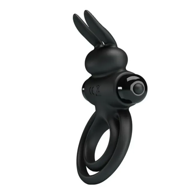 Віброкільце Pretty Love Vibro Penis Ring Bunny III, 9,7 см (чорний)