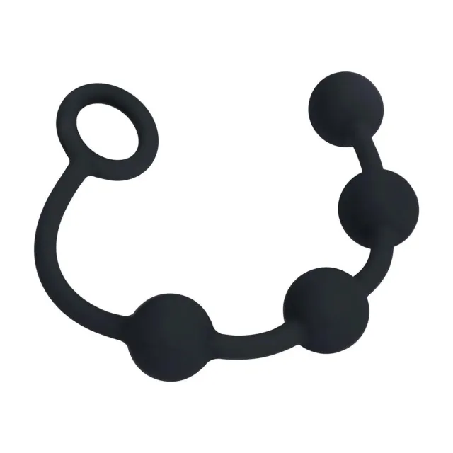 Shots Round Silicone Anal Balls - Łańcuszek analny, Czarny, 23 cm