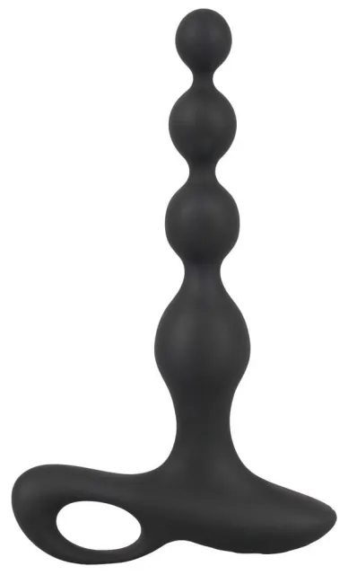 Анальные бусы с вибрацие, Black Velvets, 20 см (черный)