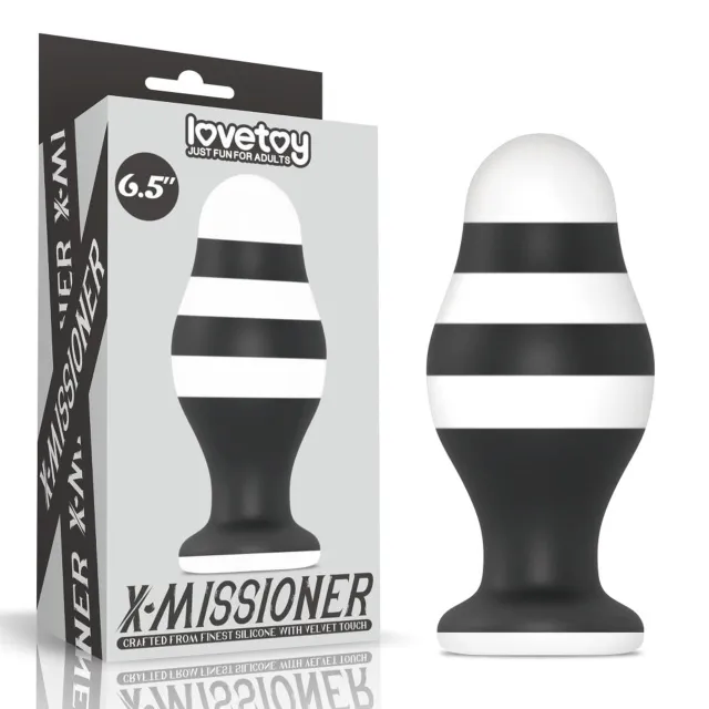 Анальна пробка LoveToy X-Missioner, 17 см (чорно-білий)