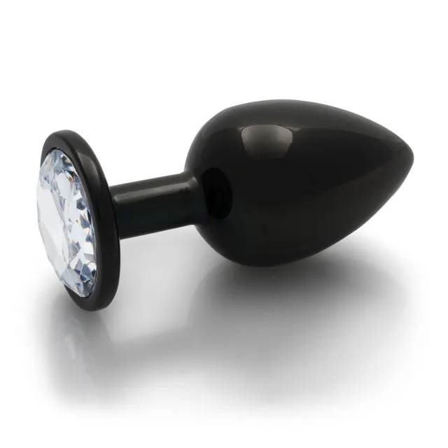 Анальная пробка Ouch! Round Gem Butt Plug L, 9.3 см (черный)
