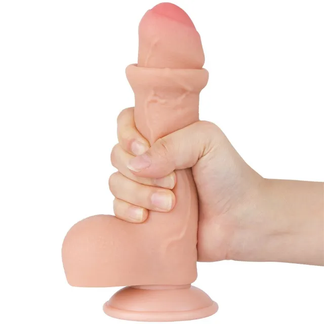 Фаллоимитатор LoveToy Sliding-Skin Dual Layer Dong 7", 18.3 см (телесный)