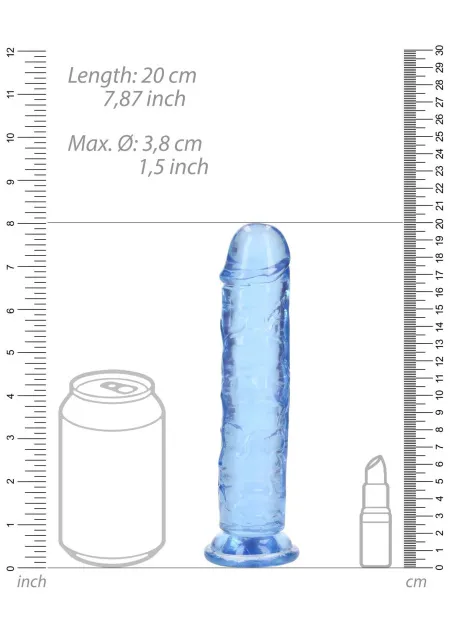 Фаллоимитатор RealRock Crystal Clear Realistic Dildo 7'', 20 см (голубой)