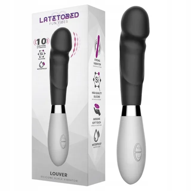 Вибратор Latetobed Louver, 20,3 см (черно-белый)