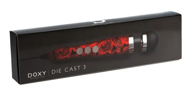 Вибромассажер Doxy Die Cast, 33 см (черный с красным)