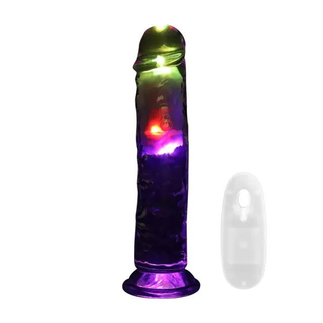 Фаллоимитатор RealRock LED Vibrating Straight Cock, 20 см (прозрачный)
