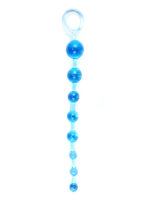 Анальная цепочка Jelly Anal 10 Beads Clear, 29 см (голубой)