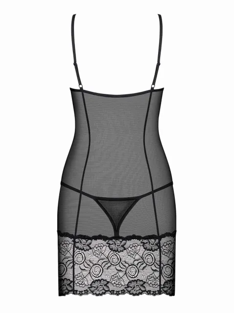 Комплект белья Obsessive Alluria, L/XL (черный)