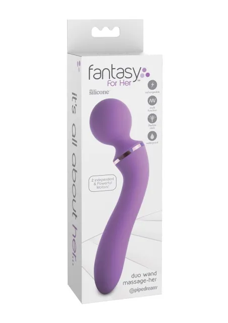 Многофункциональный вибратор Pipedream Duo Wand Massage-Her, 19,6 см (лиловый)