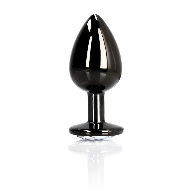 Анальная пробка Ouch! Round Gem Butt Plug L, 9.3 см (черный)