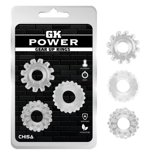 Набор эрекционных колец GK Power Gear Up Rings Clear, 3 шт (прозрачный)