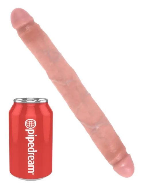King Cock 12" Slim Double Dildo - Dwustronny dildo B, W kolorze cielistym, 30 cm