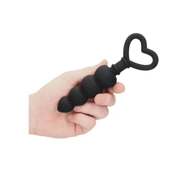 Ouch Love Beads - Korek analny, Czarny, 15, 3 cm
