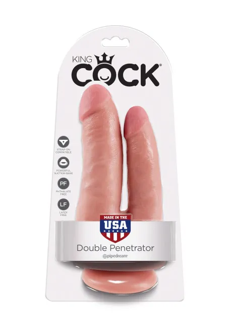Двойной фаллоимитатор Pipedream King Cock Double Penetrator Light, 20.9 см (телесный)