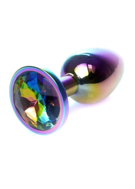 Анальная пробка с кристаллом B - Series HeavyFun Plug-Jewellery Multicolour, 7 см (радужный)