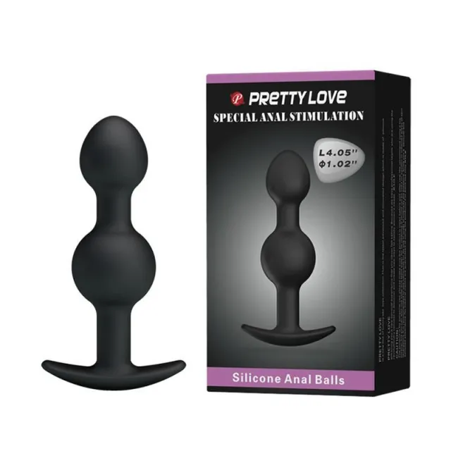 Анальна пробка Pretty Love silicone Anal balls, 10,4 см (чорний)