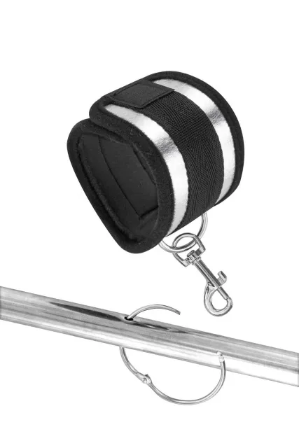 Fetish Tentation Submission Bar with 4 Cuffs - Rozpórka do krępowania rąk i nóg, Czarny, 54 cm
