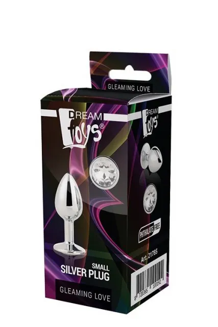 Анальная пробка с кристалом Dream Toys Gleaming Love Silver Plug Small. 7 см (прозрачный)