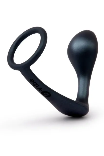 Анальная пробка-кольцо B-Vibe Ringer Cock Ring & Plug, 10,5 см (черный)