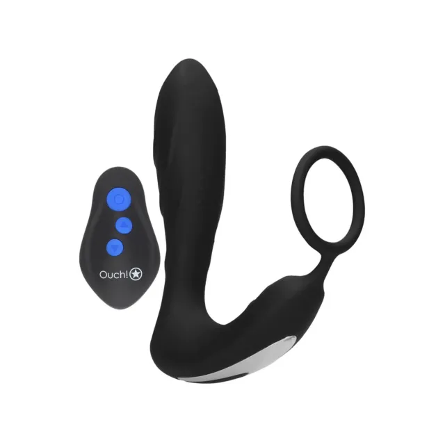 Анальная пробка Ouch! E-stim Vibrating Butt Plug Cockring, 14.5 см (черный)