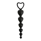 Fantasy Anal Beads Heart - Łańcuszek analny, Czarny, 18 cm
