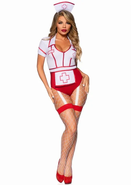 Костюм медсестри Leg Avenue Nurse Feelgood Sexy Costume, M (червоний з білим)