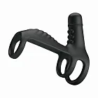 Pretty Love Vibrating Penis Sling - Wibrująca nakładka na penisa, Czarny, 11, 5 cm