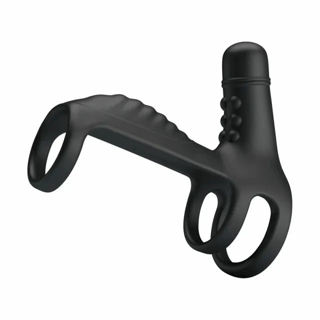 Насадка на пенис с вибрацией Pretty Love Vibrating Penis Sling, 11,5 см (черный)