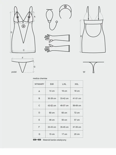 Эротический костюм Obsessive Medica, S/M (белый)