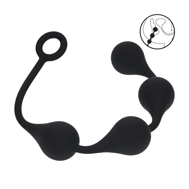 Shots Waterdrop Silicone Anal Balls - Kulki analne, Czarny, 39.5 cm
