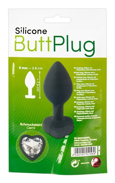 Анальная пробка Silicone Butt Plug, 7.3 см (черный)