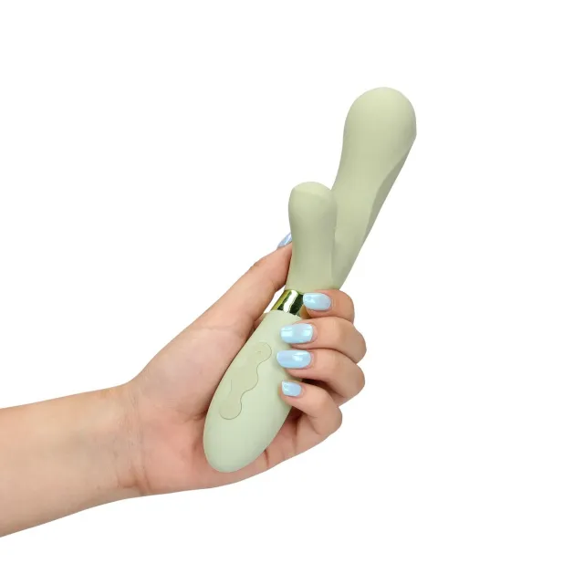 Loveline Misty Green - Wibrator królik, Zielony, 20 cm