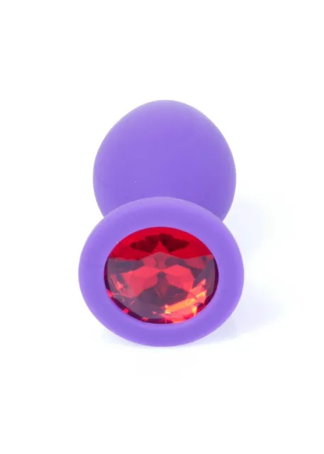 Силіконова анальна пробка з кристалом Boss Jewellery Purple Medium Red Diamond, 8 см (червоний)