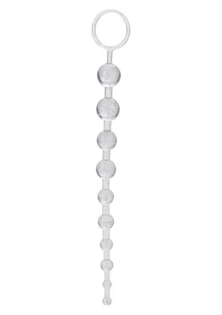 CalExotics X-10 Beads - Łańcuszek analny, Przezroczysty, 28 cm